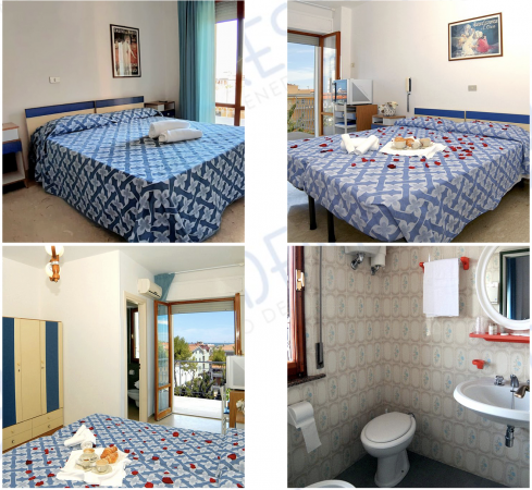 Due camere da letto decorate e un bagno anni '70.