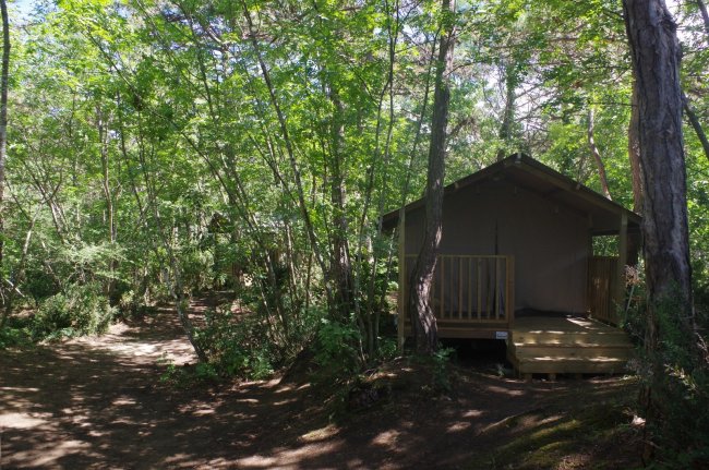 Bungalow immerso in un bosco.